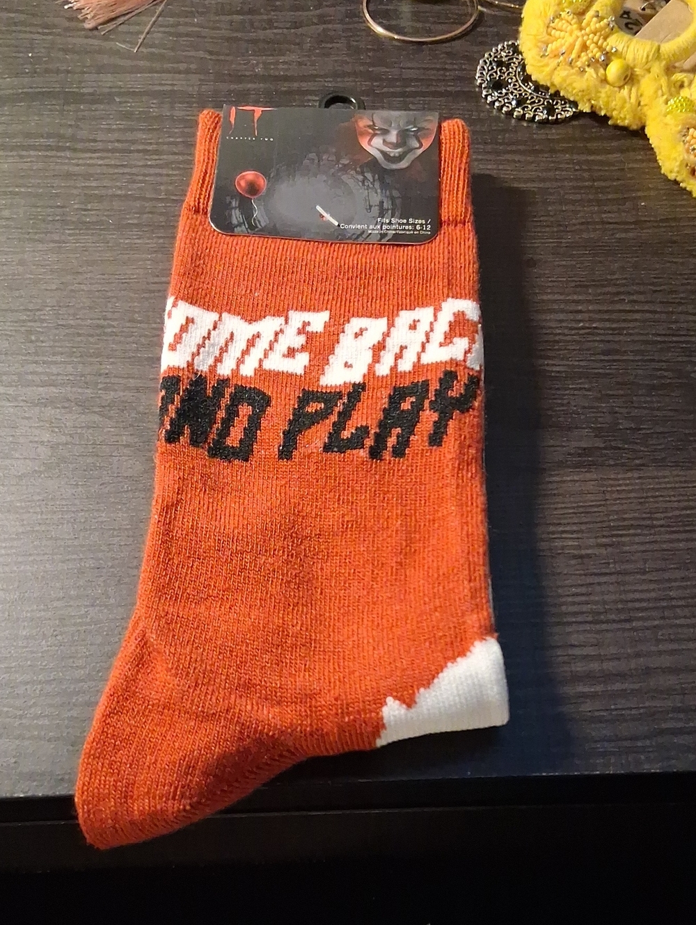 Orange Graphic Crew Socks with White Toe - Unbranded